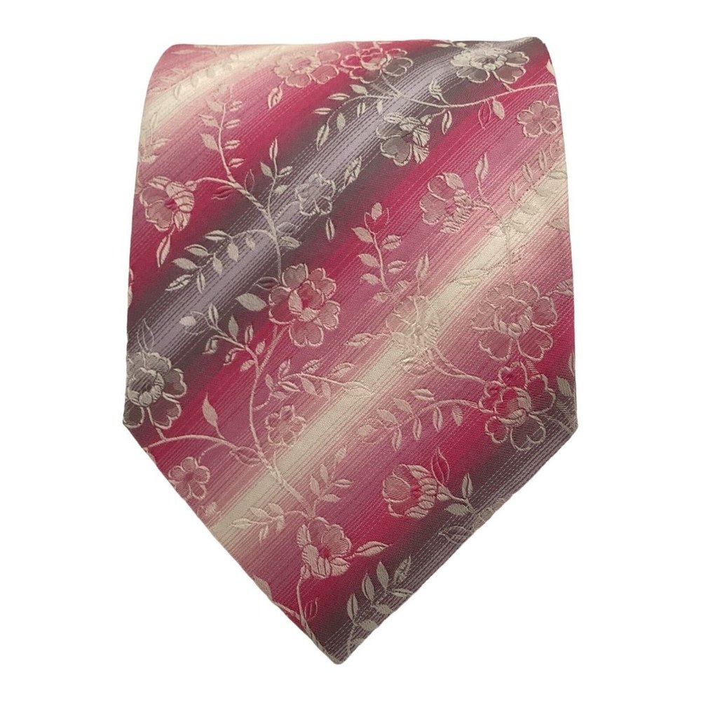 KENZO Pink Flower Print Silk Tie Made In Italy 59"-3.5" EX COND